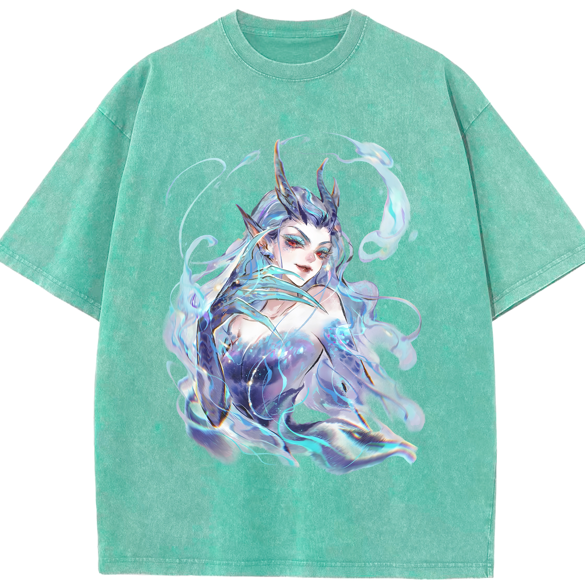 （画像用） Ne Zha 2 ナタ 魔童の大暴れ 綿100% ヴィンテージ風 半袖Tシャツ（フロントプリント）